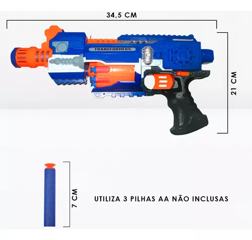 Arma de Brinquedo Tipo Nerf - Metralhadora Automática 72cm com 20 Dardos  Ótima para diversão de crianças e até adultos! É isso mesmo! O lançador,  além de ter um visual lindo, possui