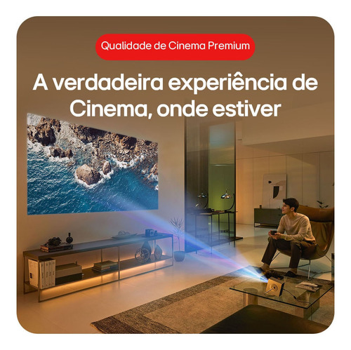 Projetor LG CineBeam Q 4K UHD Laser, Smart WebOS, Leve e Ultraportátil, até 120”, Screen Share, Air Play, Bluetooth e Alto-falante - HU710PB