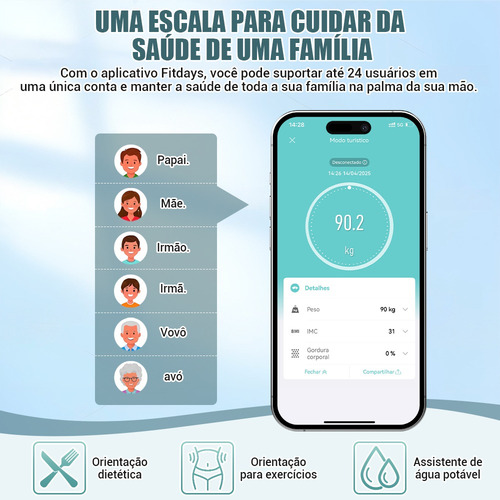 Balança Bioimpedância Digital Gordura-corporal Com Smart App