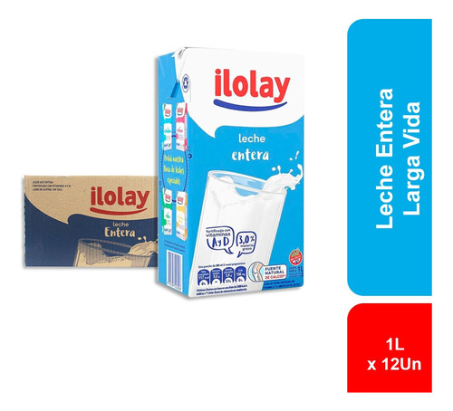 Leche Entera Ilolay Larga Vida Sin Tacc 1 Lt X 12 Un