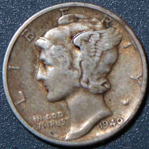 Mercury Dime 1940 P Moneda Plata Vf 10 Centavos Ringking Mdn