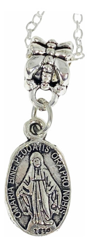 Colgante Charm Medalla Cadena Virgen De Los Rayos Milagrosa