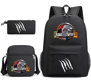 Mochila Escolar Con Estampado De Jurassic World, 3 Piezas