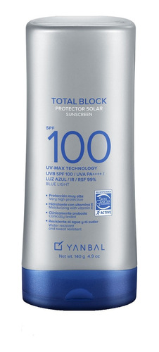 Bloqueador Solar Total Block Spf 100 De Yanbal 140 G