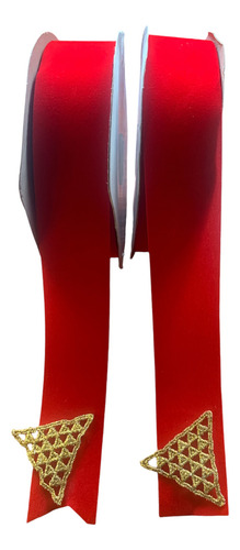 60 Mt Cinta Terciopelo Navideña Rojo 3.5cm Pack 3 Rollos