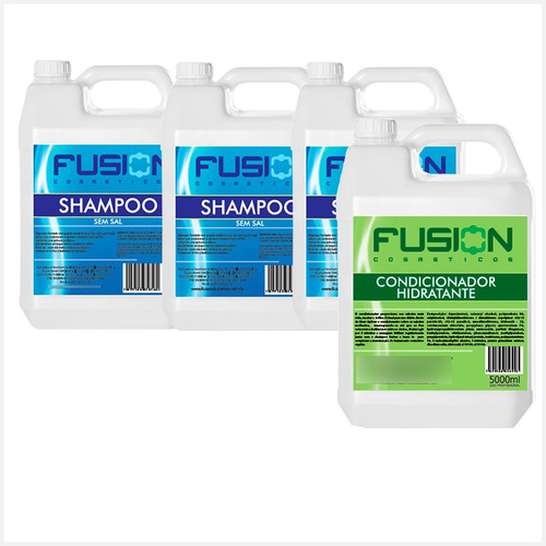 Kit 3 Shampoos Perolado + 1 Condicionador - Fusion 5 Litros