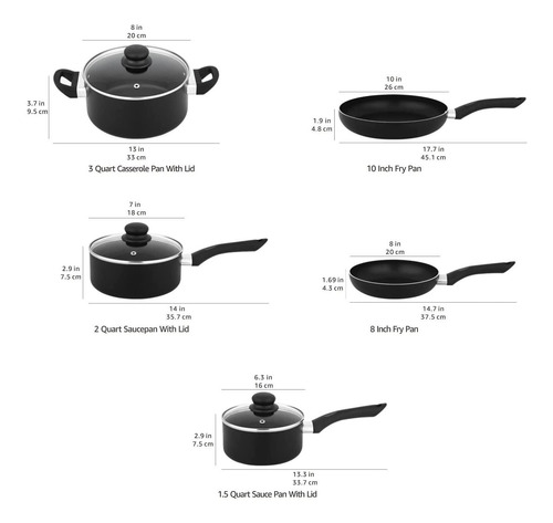 Amazon Basics Non-stick Cookware Set, Pots And Pans - 8-piec