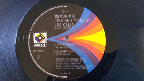 Los Calis Plátano Maduro (rumba Mix) Lp Vinil Impecable 1988 (Usado)