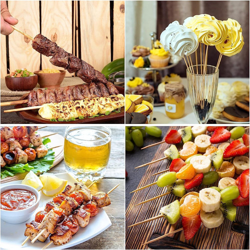 300 Brochetas De Bambú De 8 Pulgadas, Pinchos De Madera Para