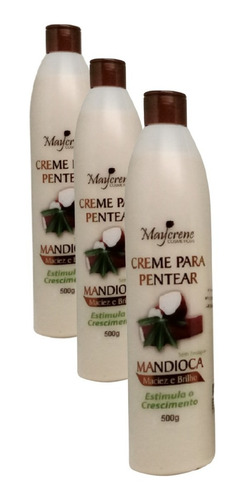 3 Creme Para Pentear Mandioca Sem Enxágue 500ml Naturiun