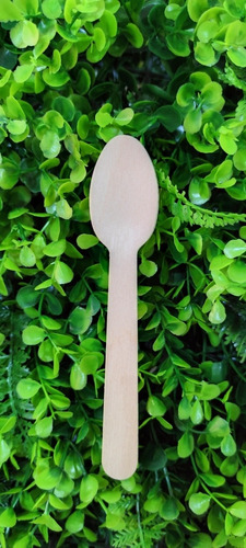 Cuchara De Madera Bambú Ecológica Descartable 14cm Cubiertos