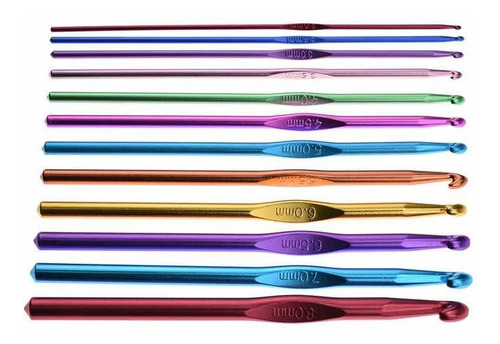 Juego De 12 Agujas De Crochet Metal Acero Inoxidable Origina