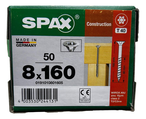 Tornillo Spax Universal 8 X 160 C Parcial Caja 50 T40