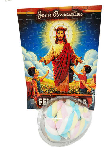 Presente Páscoa Marshmallow  Quebra-cabeça Jesus Ressuscitou