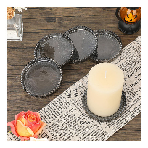 Posavasos Juxyes, 8 Unidades, Color Negro Y Cristal, Redondo