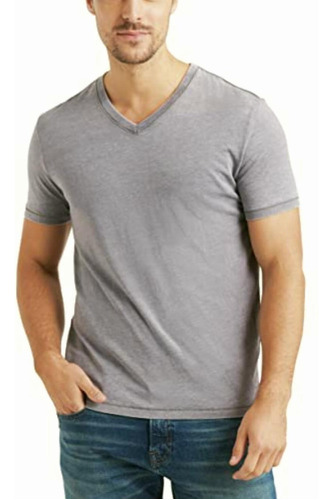 Lucky Brand Men's Venice Burnout V-neck Tee Shirt, Frost