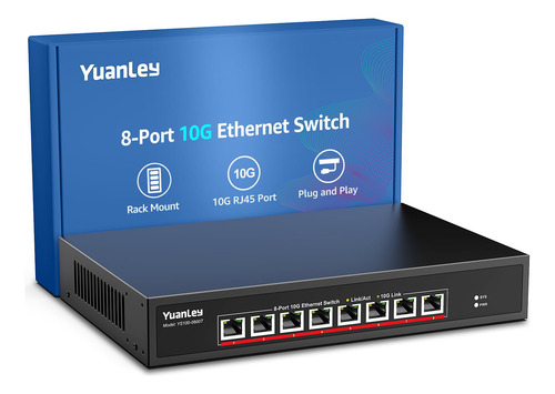 Switch Ethernet Yuanley De 8 Puertos 10g, 8 Puertos Rj45 De