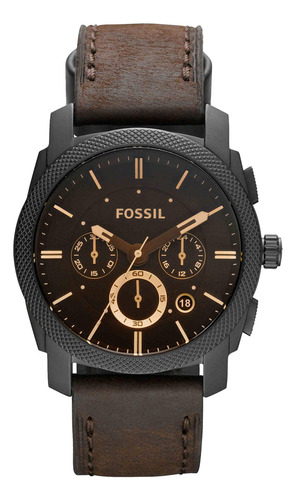Reloj Fossil Machine Fs4656 Con Cronógrafo De Piel Para Homb