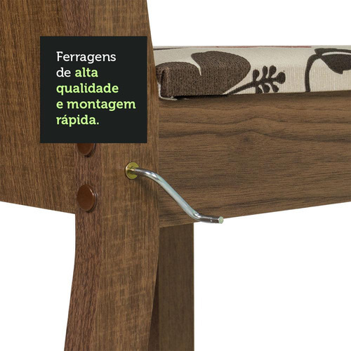 Sala De Jantar Mesa Tampo De Vidro 4 Cadeiras Espanha Madesa Cor Rustic/hibiscos