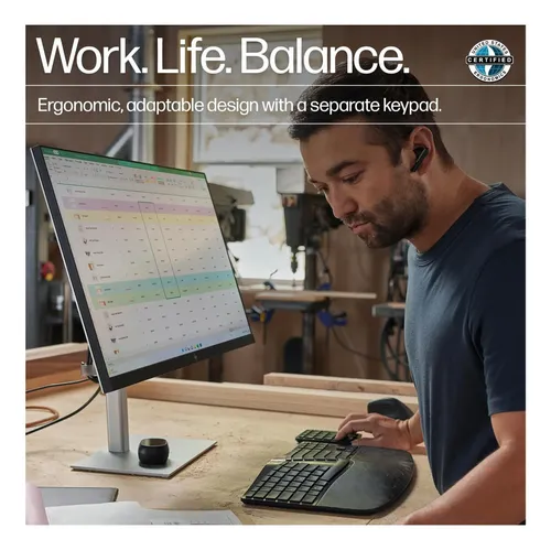 Teclado Sem Fio Ergonômico Hp 960: Conecta 3 Dispositivos Inglês
