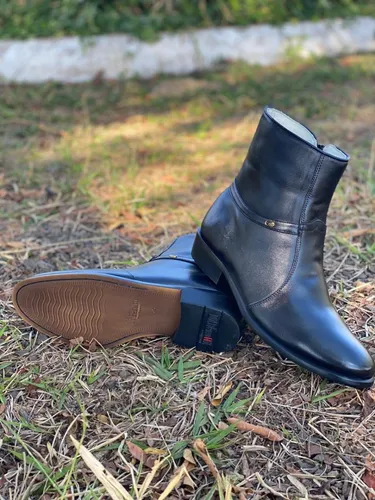 Bota Botina Masculina Social Cano Longo Social Em Couro 210