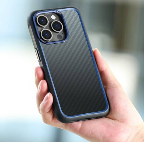 Capa Kevlar® Da Rock Para iPhone 15 Pro Max 6.7 Cor Azul Liso