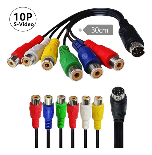 S-video De 10 Pines A Rgb Hembra 6 Rca 10 Pines Din S-video