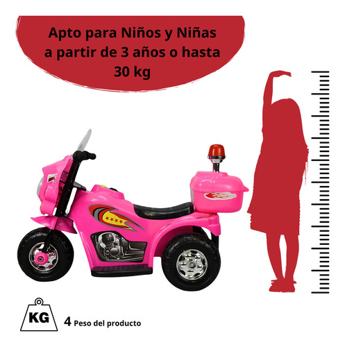 Moto Montable Eléctrica para Niños Luces Sonido Motocicleta Infantil Bateria 6v Apto a Partir de 3 años Rosa JOYKOO