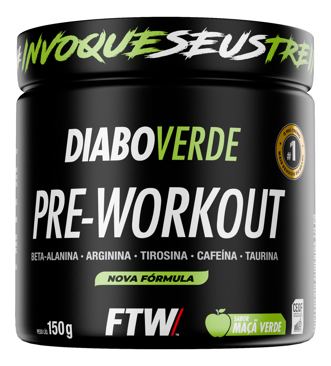Suplemento Em Pó Pre Treino Pre Workout Pote 150g Sabor Maça Verde FTW - DIABO VERDE