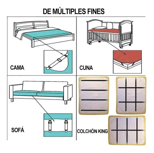 16 Clips Sujeta Sujetadores Para Sábanas Elasticos Tirantes