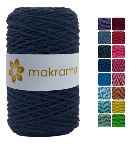 Cuerda Cordón De Algodón Para Macramé 2mm 500g Colores Color Azul Marino