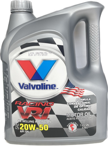 Aceite Motor Mineral Racing Vr1 Valvoline Sn 20w50 - 1 Gal