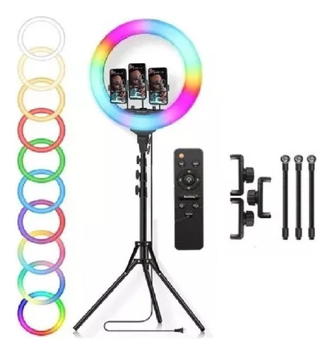 Aro De Luz Regulable 45cm Rgb 18inch Estudio Kit + Trípode