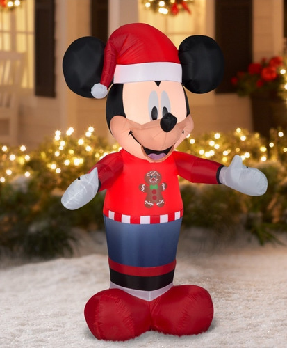 Inflable Mickey Disney Navidad Luces Interna 1.53 Mts 85vdes