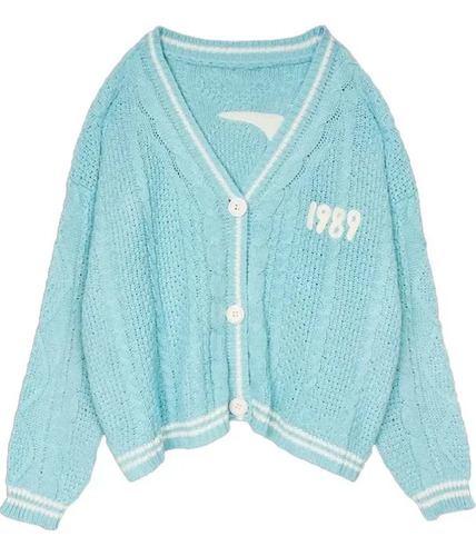 Jersey De Punto Con Cuello En V Para Mujer De 1989, Otoño E