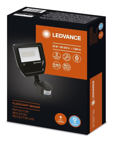 Reflector Led 20w Y Sensor De Movimiento Ledvance Luz Blanca