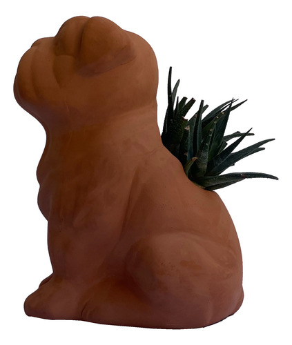 Maceta De Barro Diseño Bulldog