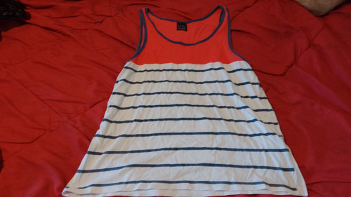 Musculosa Zara Roja C/rayas Azules Unisex Talle L