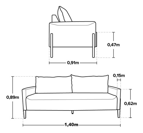 Futon Sofá Namoradeira Elegance Em Linho Para Sala De Espera - Lv Móveis