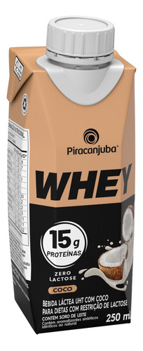 Bebida Láctea Whey 15g Piracanjuba Zl Sabor Coco 250ml