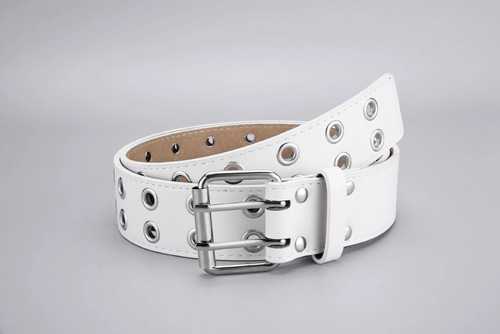 Cinturón Unisex De Piel Con Doble Hebilla Estilo Punk