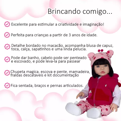 Boneca Reborn Recem Nascida Real 20 Itens Bolsa Maternidade - USA