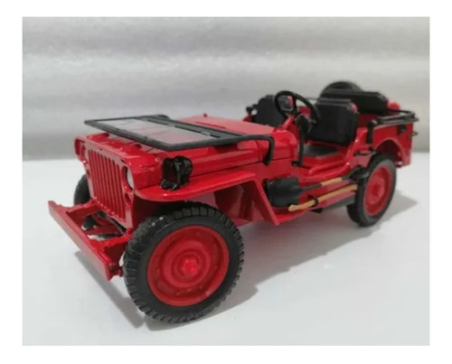 Jeep Willys Rojo/ Escala 1:18/ 20cms Largo/ Metalico/kdw