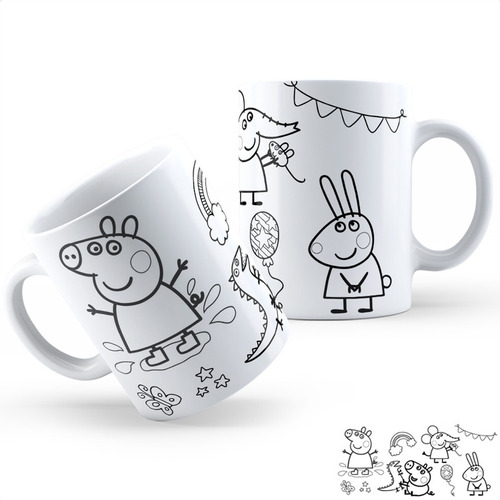 Taza Cerámica Pintar Peppa Pig Ab Calidad