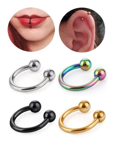 Pack De 4 Piercing Aros Bull En 4 Colores Diferentes! 