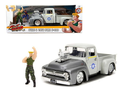 1/24 1956 Ford F-100 & Guile Street Fighter Jada Color Plata