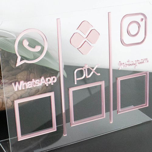 Placa Pix,whats E Insta Qr Code Cristal - Kit 2 Unidades