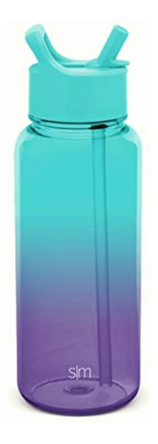 Simple Modern Botella De Agua De 32 Onzas Con Tapa Con Color Ombre: Tropical Seas