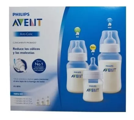 Set Mamadera Avent Anticolicos 125ml + Vaso Easy Sip 200ml Avent - Bebelli