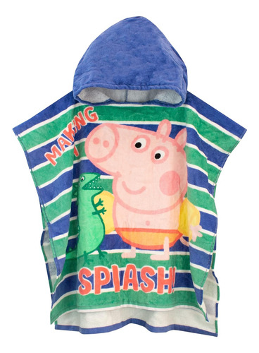 Toalla Poncho Niños George Pig Azul One Size